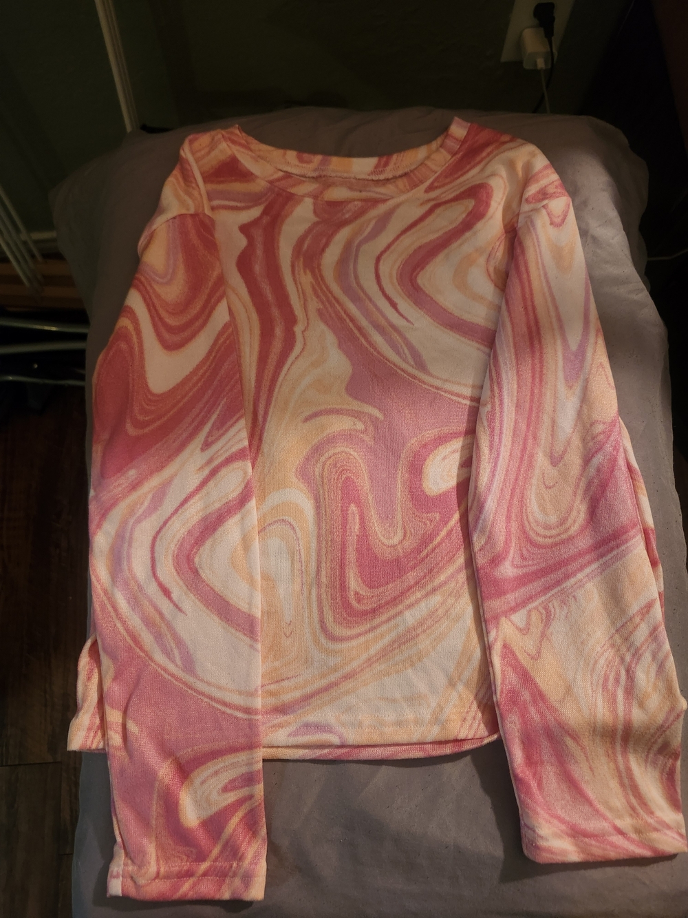 SO Pink and Cream Marble-Print Long Sleeve